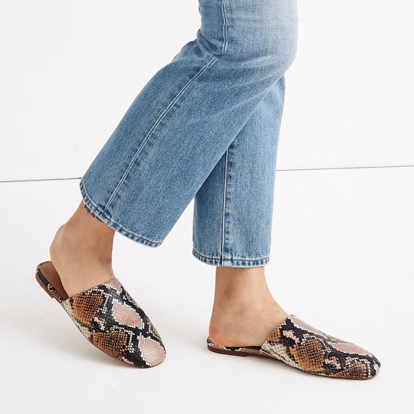 Madewell The Cory Slip On Mule in Snakeskin Print Leather Pink Black Brown White - Picture 2 of 14